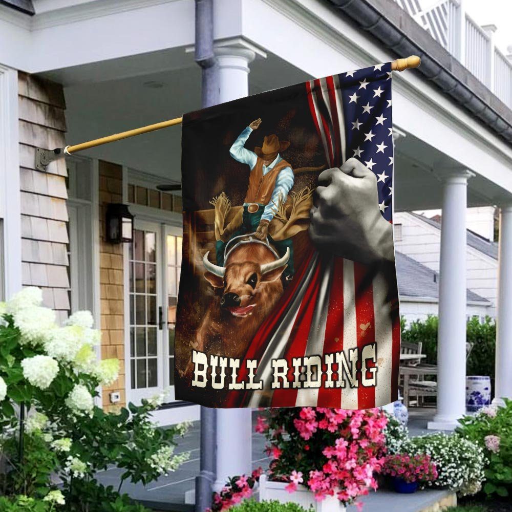 Bull Riding American Flag