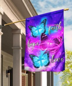 Butterfly. Faith, Hope, Love Flag