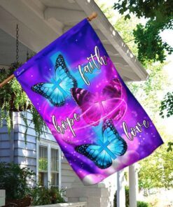 butterfly. faith, hope, love flag 8964