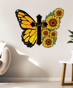 butterfly hanging metal sign faith butterfly sunflower qnn592ms 2353