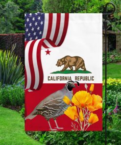 California State California Quail Bird and Golden Poppy Flower Flag MLN1141Fv49
