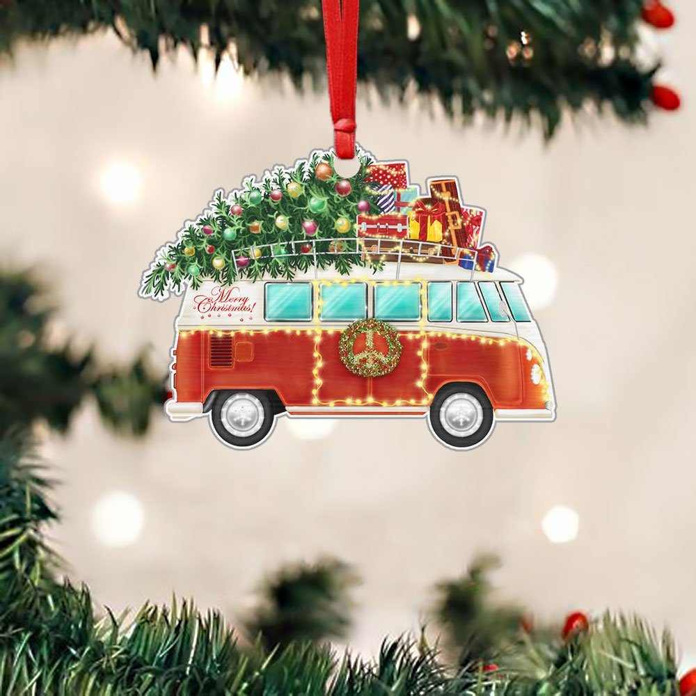 Camper Van Christmas Ornament Bus With Tree On The Roof TQN559O - Image 5