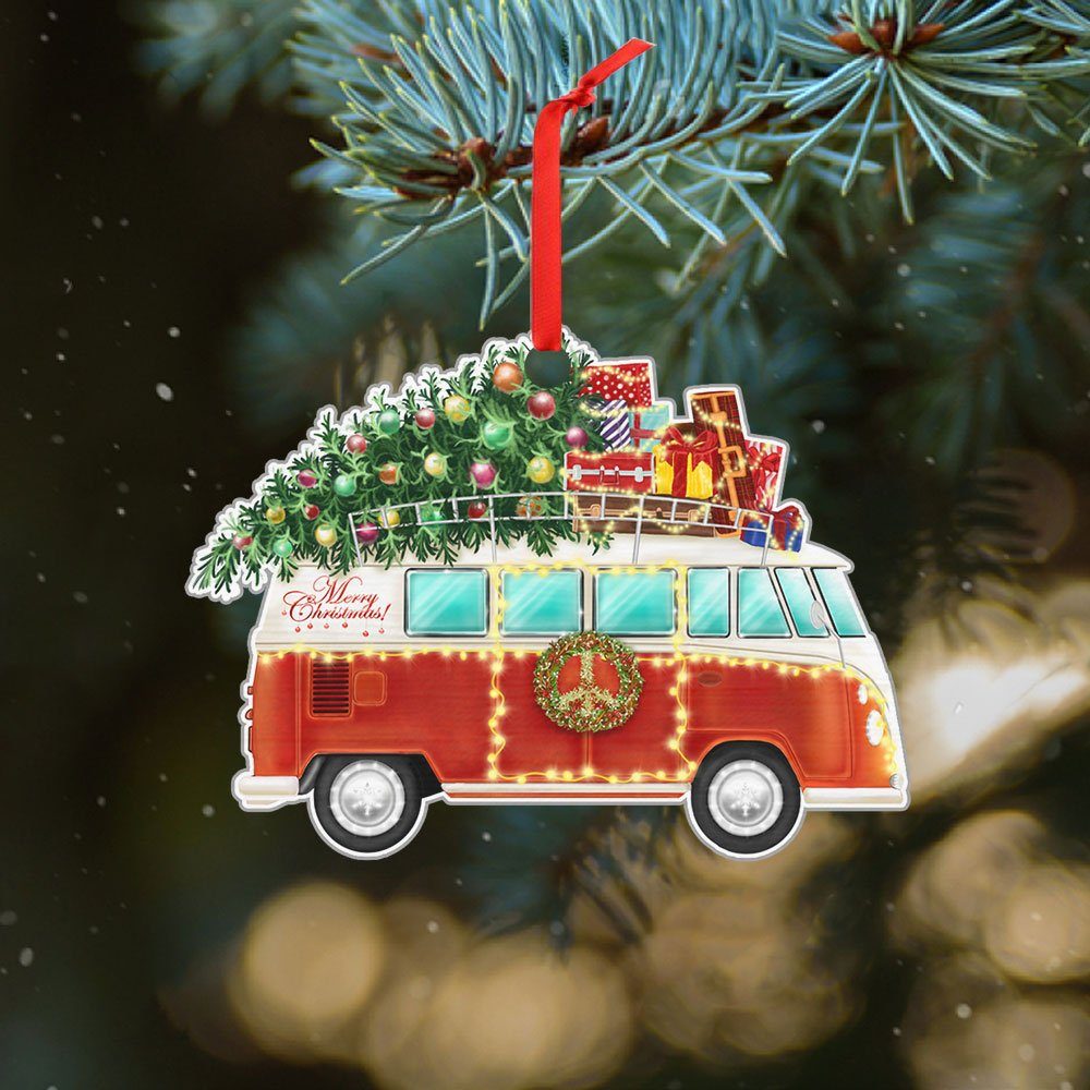 Camper Van Christmas Ornament Bus With Tree On The Roof TQN559O - Image 3