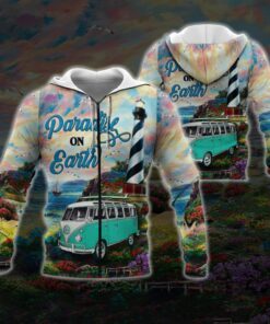 Camping 3D Zip Hoodie Lighthouse Door Cover Paradise on earth NTB186ZH