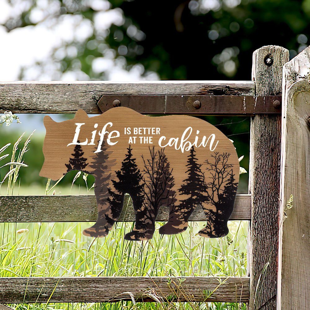 Camping Metal Sign Life Is Better At The Cabin Bear Metal Sign TRN1445MS - Image 5