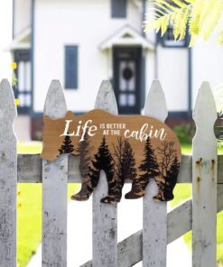 camping metal sign life is better at the cabin bear metal sign trn1445ms 3215