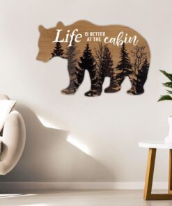 camping metal sign life is better at the cabin bear metal sign trn1445ms 4610