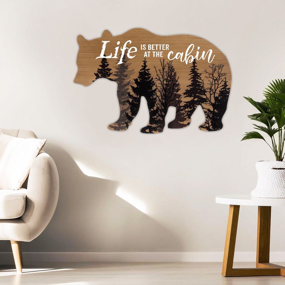 Camping Metal Sign Life Is Better At The Cabin Bear Metal Sign TRN1445MS - Image 2