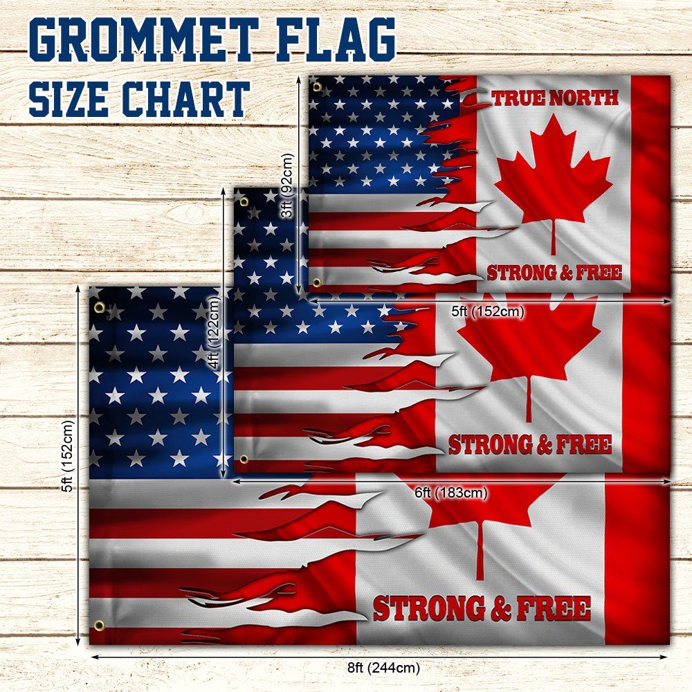 Canada And American Grommet Flag True North Strong & Free MLH1913GFv3 - Image 4