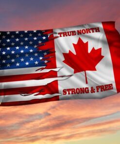 Canada And American Grommet Flag True North Strong & Free MLH1913GFv3