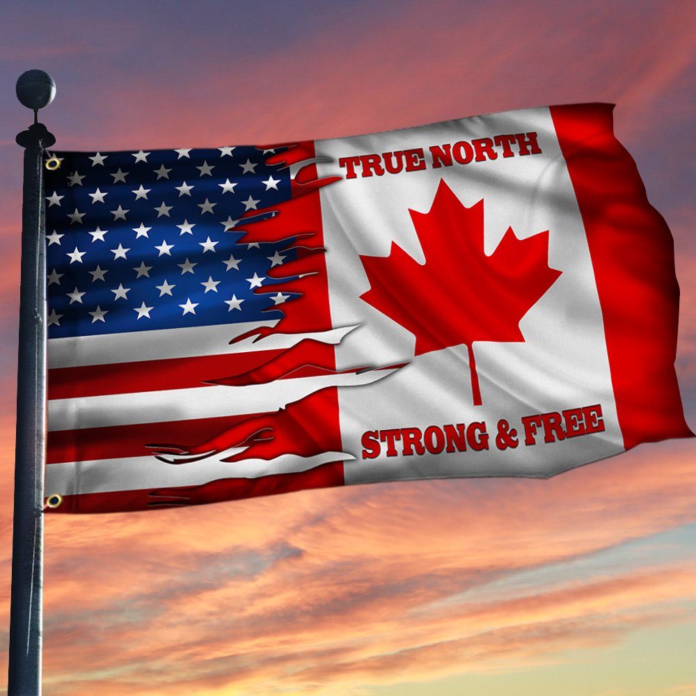 Canada And American Grommet Flag True North Strong & Free MLH1913GFv3
