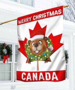 Canada Christmas Flag Merry Christmas Beaver BNN689F