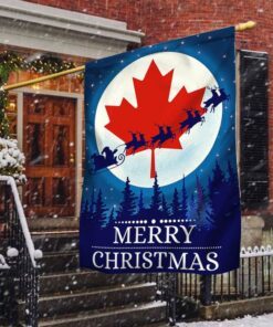 Canada Christmas Flag Santa Sleigh TQN745F