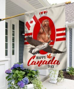 Canada Flag Happy Canada Day Beaver And Goose BNN155F