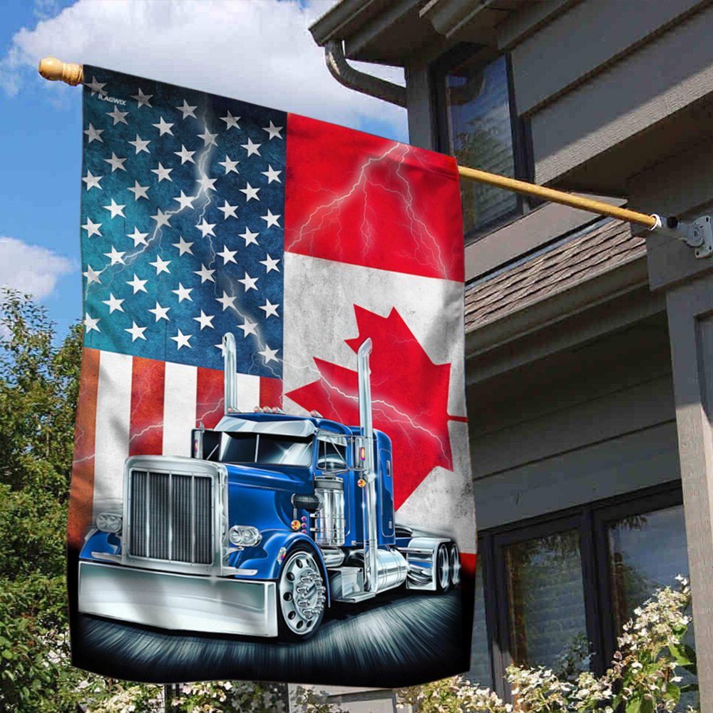 Canada Truck Convoy. American Canadian Trucker. Freedom Convoy American Canadian Flag THN3747Fv1 - Image 2