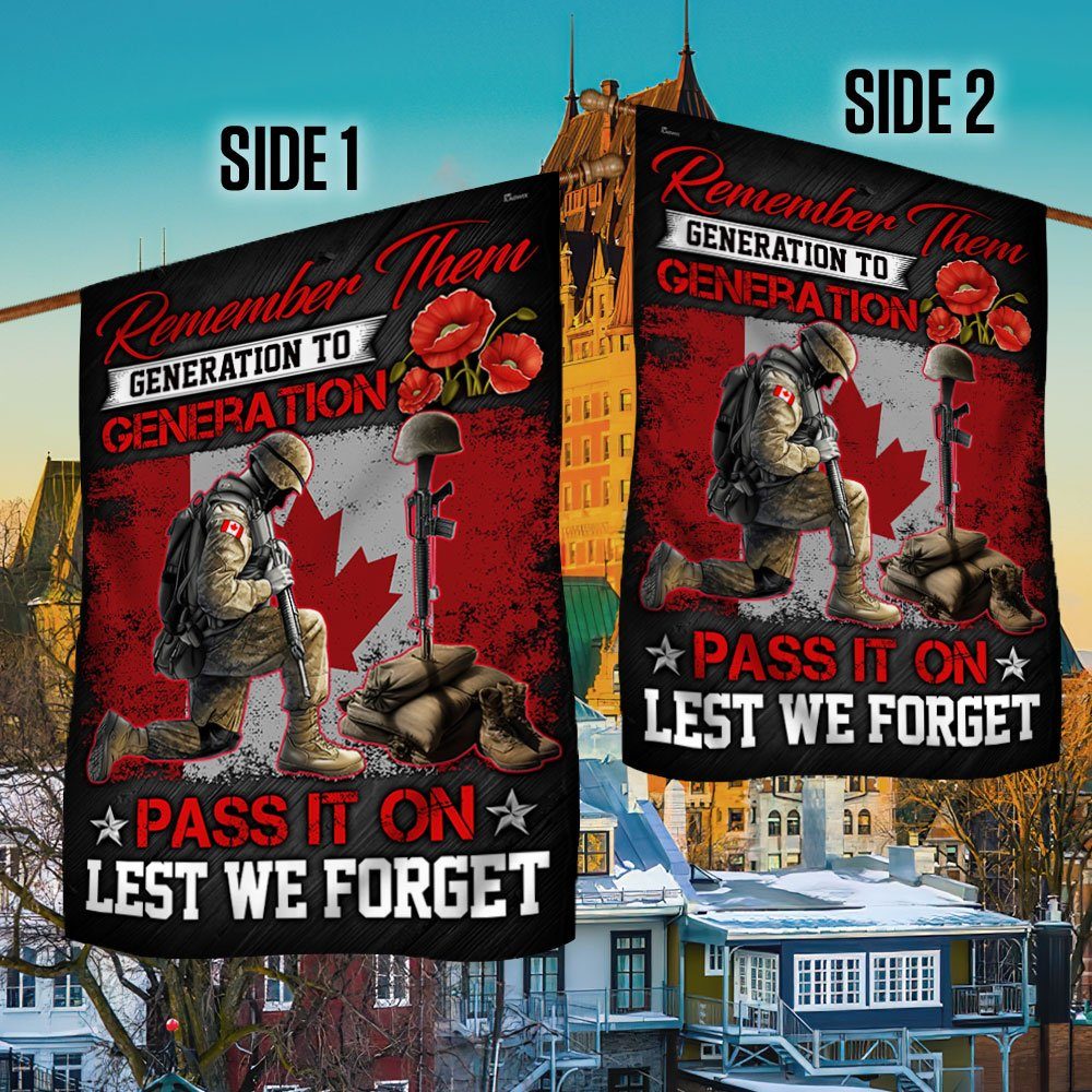Canada Veteran Flag Remember Them Generation To Generation Lest We Forget MLN279F - Image 2