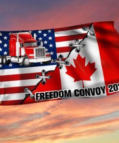 Canadian American Grommet Flag, Freedom Convoy 2022, Truckers For Freedom QNN196GFv3