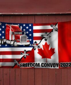 canadian american grommet flag, freedom convoy 2022, truckers for freedom qnn196gfv3 2934