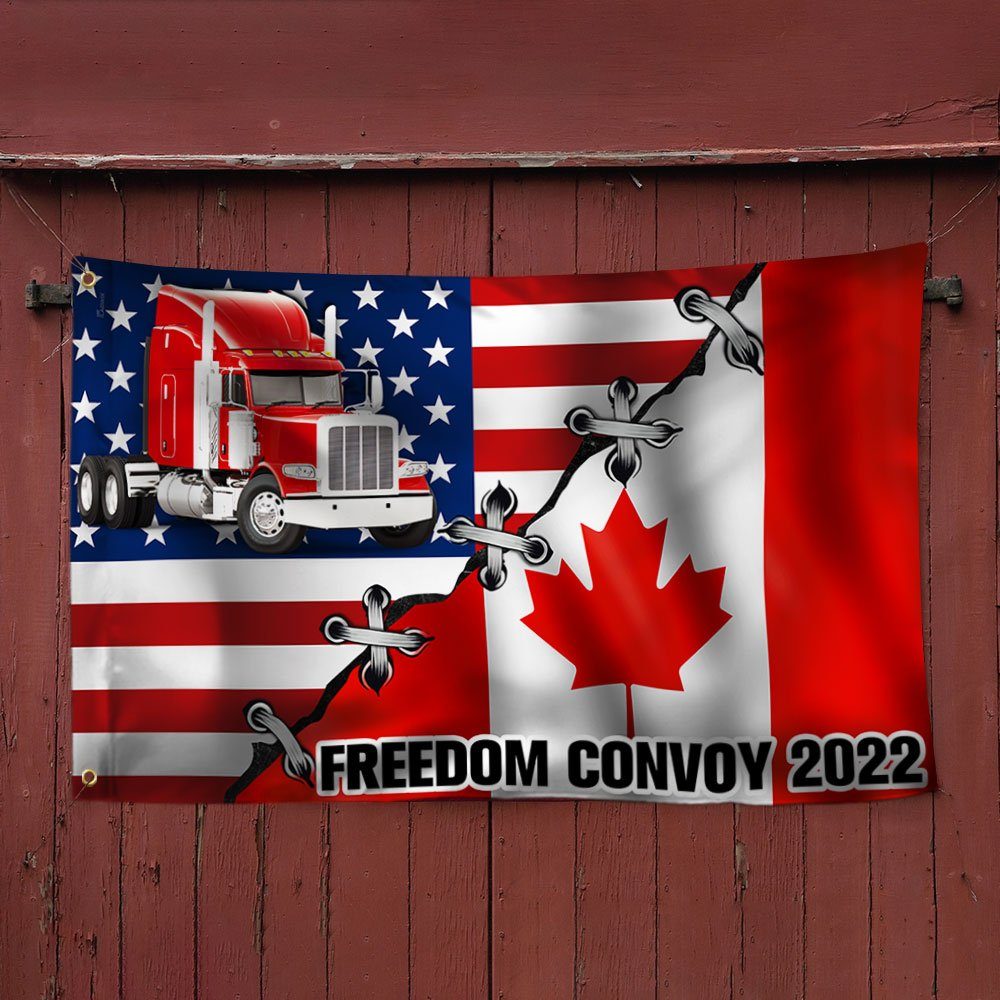 Canadian American Grommet Flag, Freedom Convoy 2022, Truckers For Freedom QNN196GFv3 - Image 3