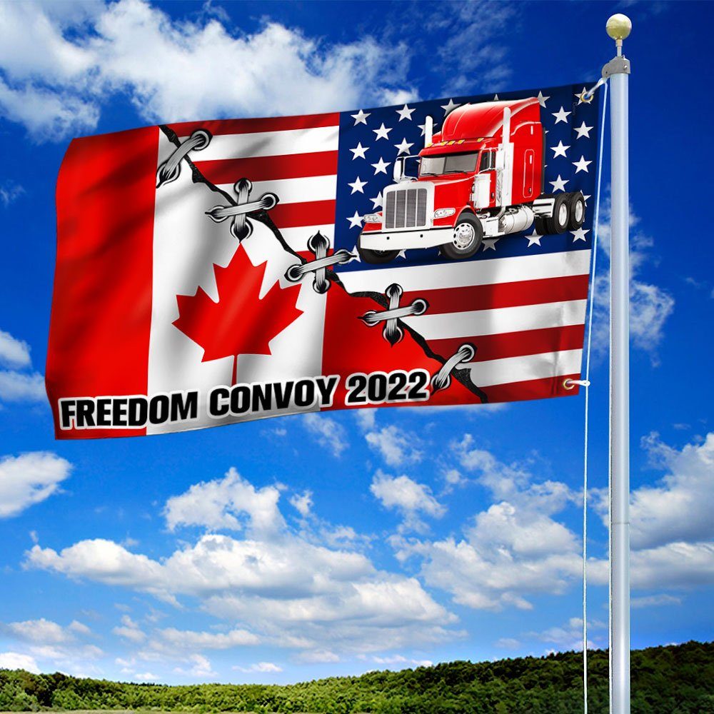 Canadian American Grommet Flag, Freedom Convoy 2022, Truckers For Freedom QNN196GFv3 - Image 2