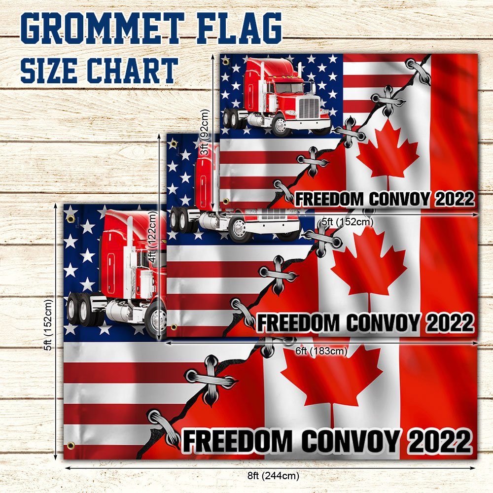 Canadian American Grommet Flag, Freedom Convoy 2022, Truckers For Freedom QNN196GFv3 - Image 5