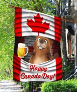 Canadian Flag Happy Beaver. Happy Canada Day BNN233F