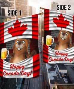 canadian flag happy beaver. happy canada day bnn233f 2780