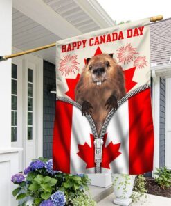 Canadian Flag Happy Canada Day Beaver Canadian Flag QTR181F