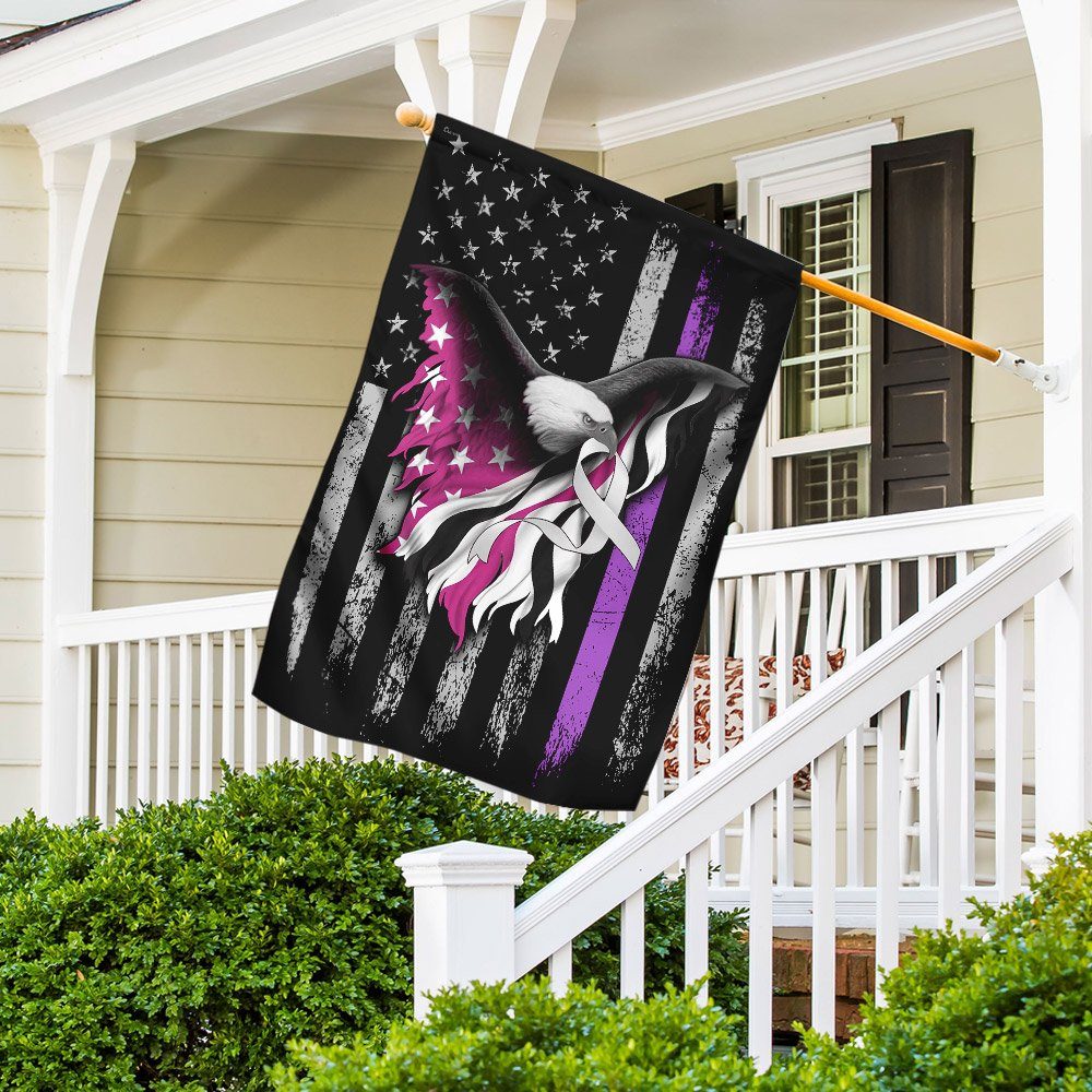Cancer Ribbons Lung - Pancreatic - Breast Cancer Awareness Flag TRL179Fv2