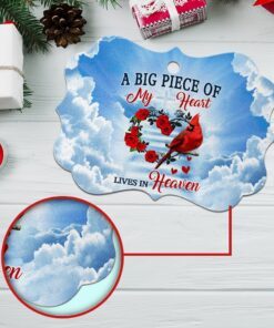 cardinal aluminum ornament a big piece of my heart lives in heaven qnn540ao 4177