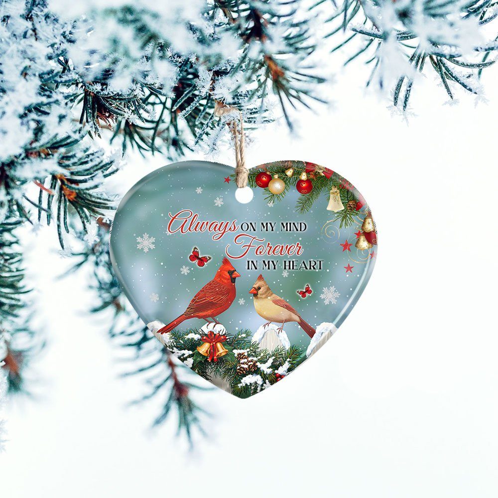 Cardinal Ceramic Ornament Always On My Mind Forever In My Heart LHA1829O - Image 2