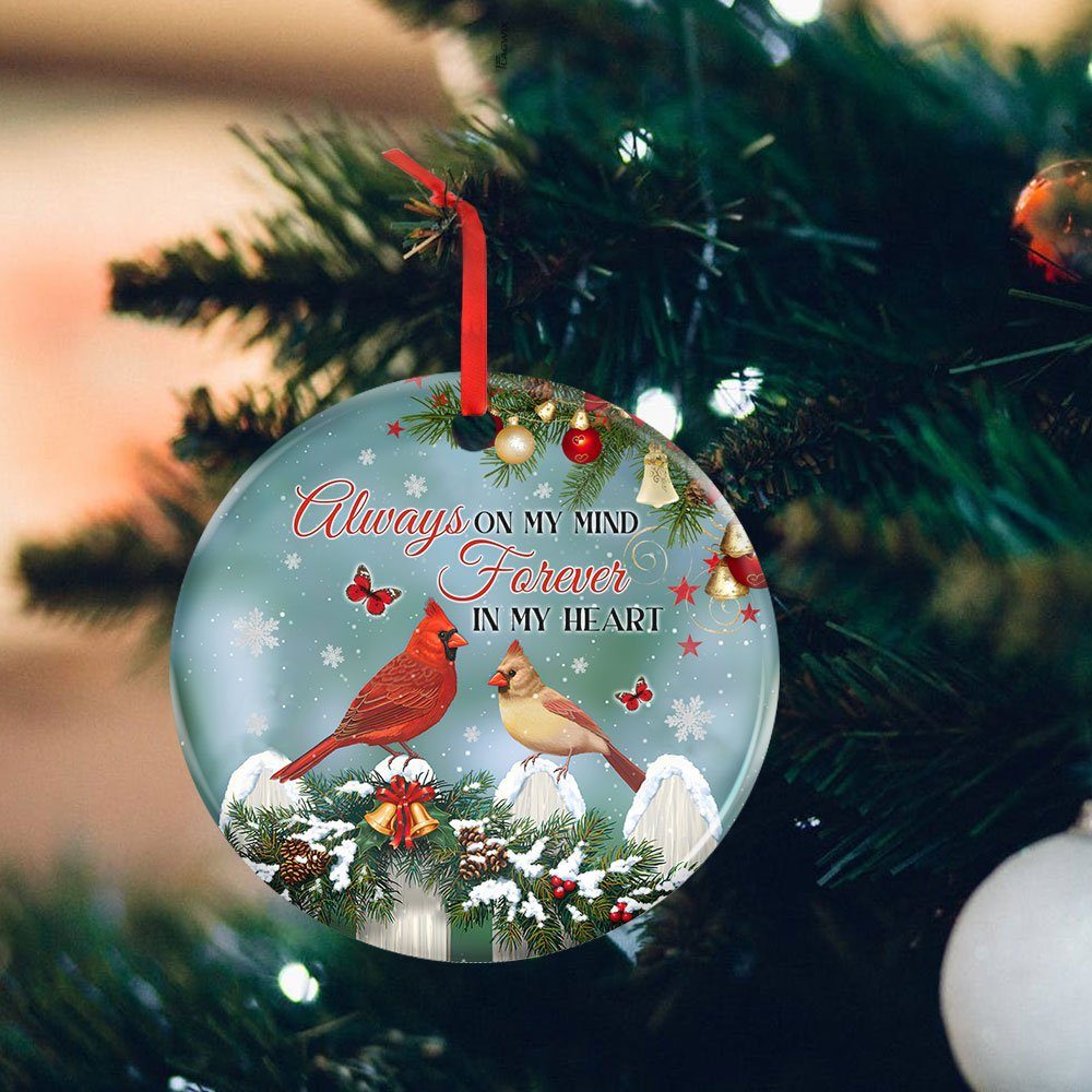 Cardinal Ceramic Ornament Always On My Mind Forever In My Heart LHA1829O