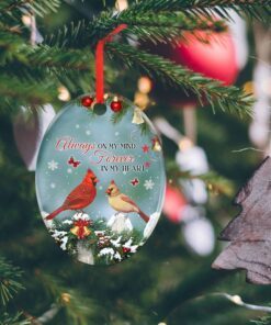 cardinal ceramic ornament always on my mind forever in my heart lha1829o 2498