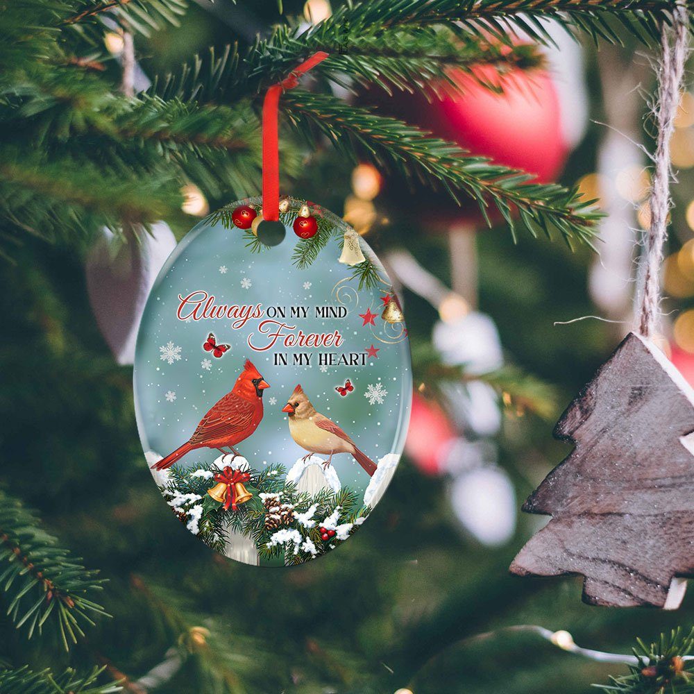 Cardinal Ceramic Ornament Always On My Mind Forever In My Heart LHA1829O - Image 3