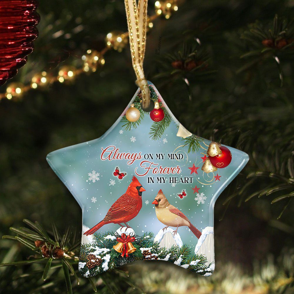Cardinal Ceramic Ornament Always On My Mind Forever In My Heart LHA1829O - Image 4