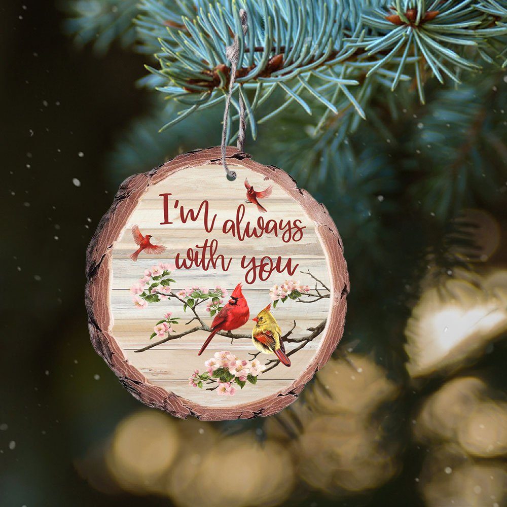 Cardinal Christmas Wood Slice Ornament, I'm Always With You, Love In Heaven QNN365O - Image 2