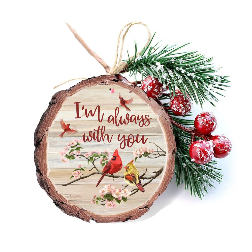 Cardinal Christmas Wood Slice Ornament, I'm Always With You, Love In Heaven QNN365O - Image 5