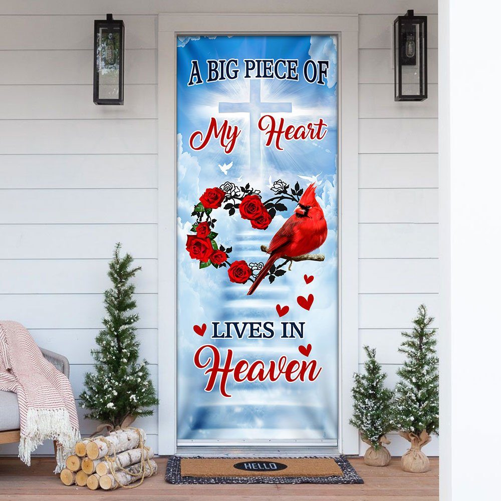 Cardinal Door Cover, A Big Piece Of My Heart Lives In Heaven QNN540D - Image 2