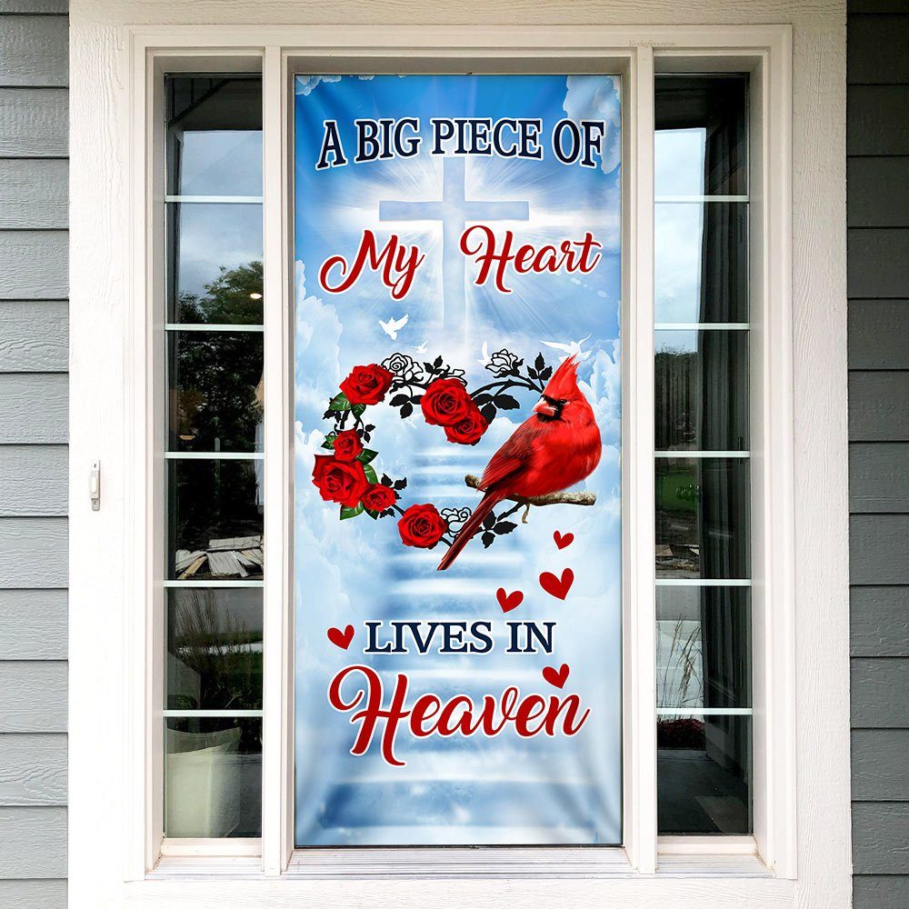 Cardinal Door Cover, A Big Piece Of My Heart Lives In Heaven QNN540D - Image 4