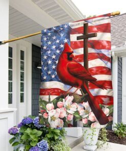 Cardinal God Bless America 4th of July Independence Day Memorial Day Flag TQN1350F