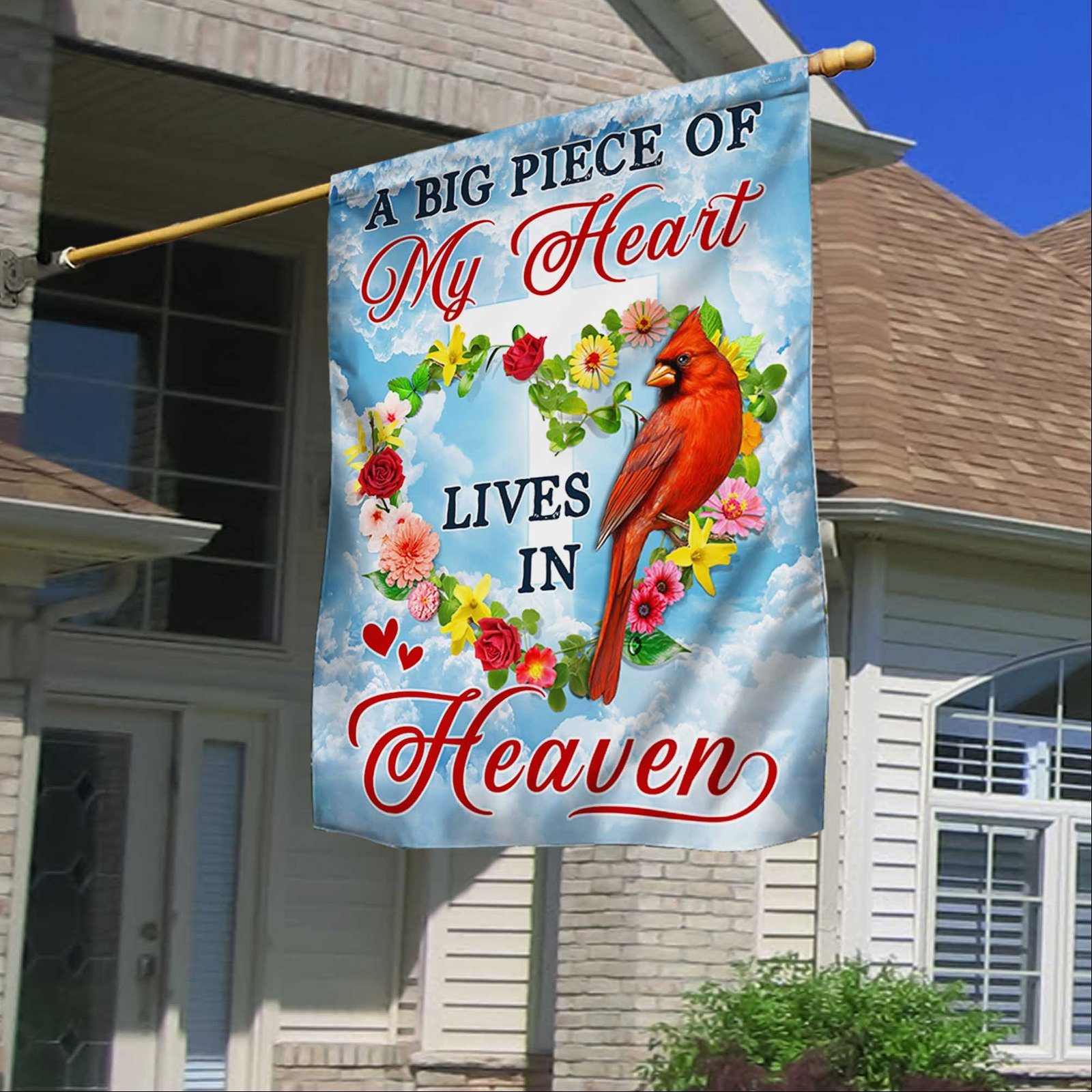 Cardinal Memorial A Big Piece Of My Heart Lives In Heaven Flag MLN1290F - Image 2