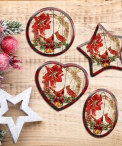 cardinal merry christmas ceramic ornament 4374