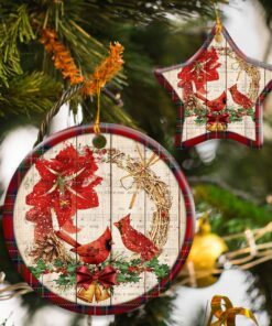 Cardinal Merry Christmas Ceramic Ornament