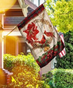 cardinal merry christmas flag 1402