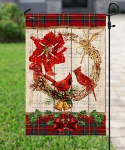 cardinal merry christmas flag 2593