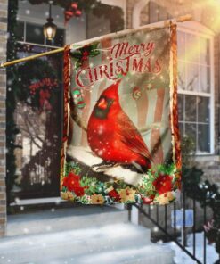 Cardinal Merry Christmas Flag