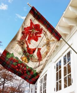 cardinal merry christmas flag 7161