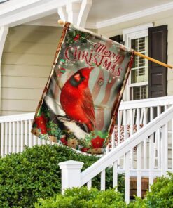 cardinal merry christmas flag 7893