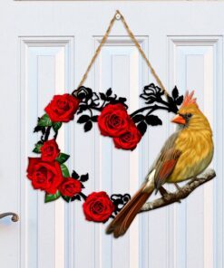 Cardinal Wooden Door Sign, A Big Piece Of My Heart Lives In Heaven QNN540WDv1