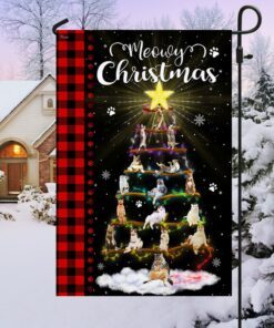 cat christmas tree flag tqn706f 3544
